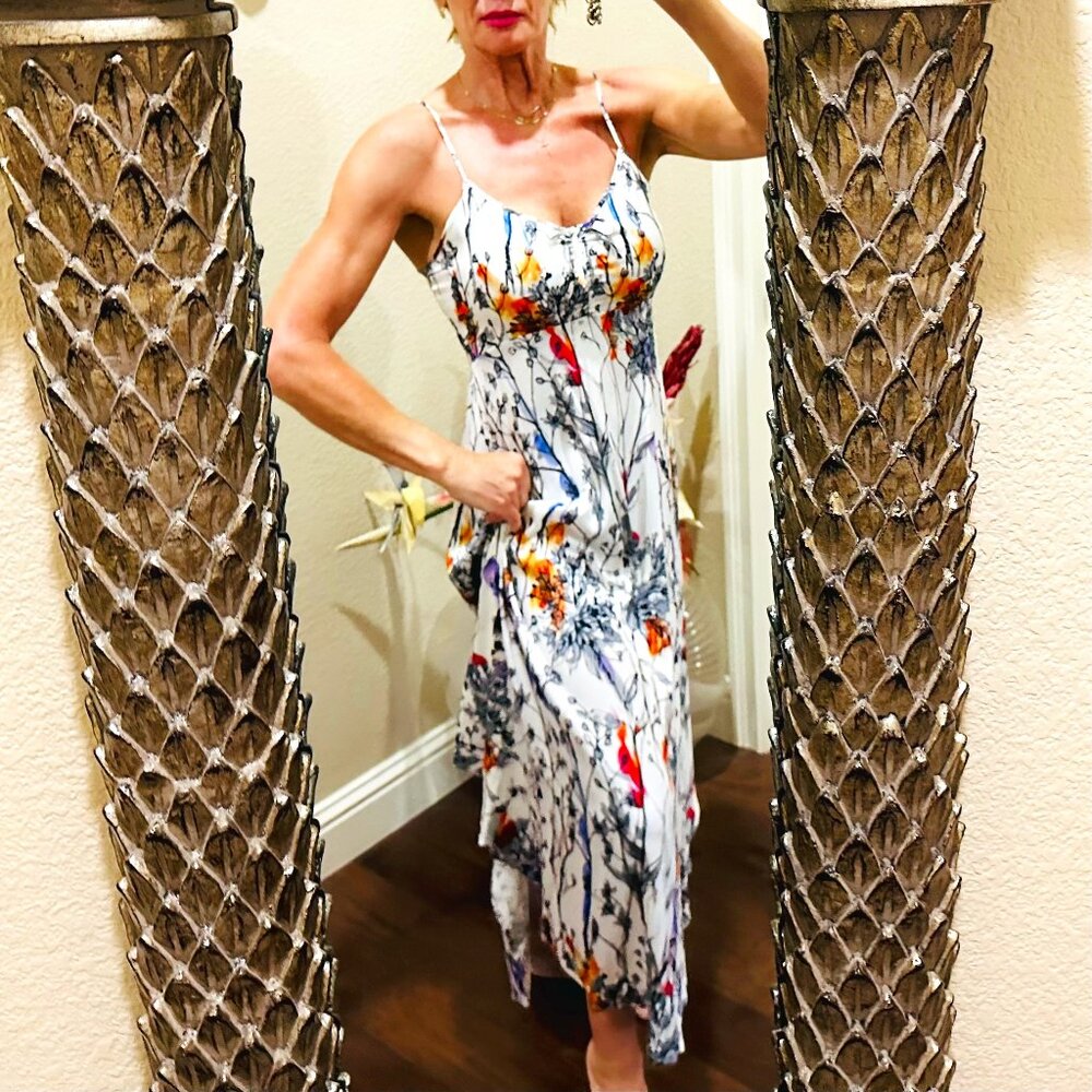 Lola & Sophie Spaghetti Strap Asymmetrical Floral Dress